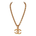 Vintage Chanel Gold Plated Lava CC Pendant Necklace