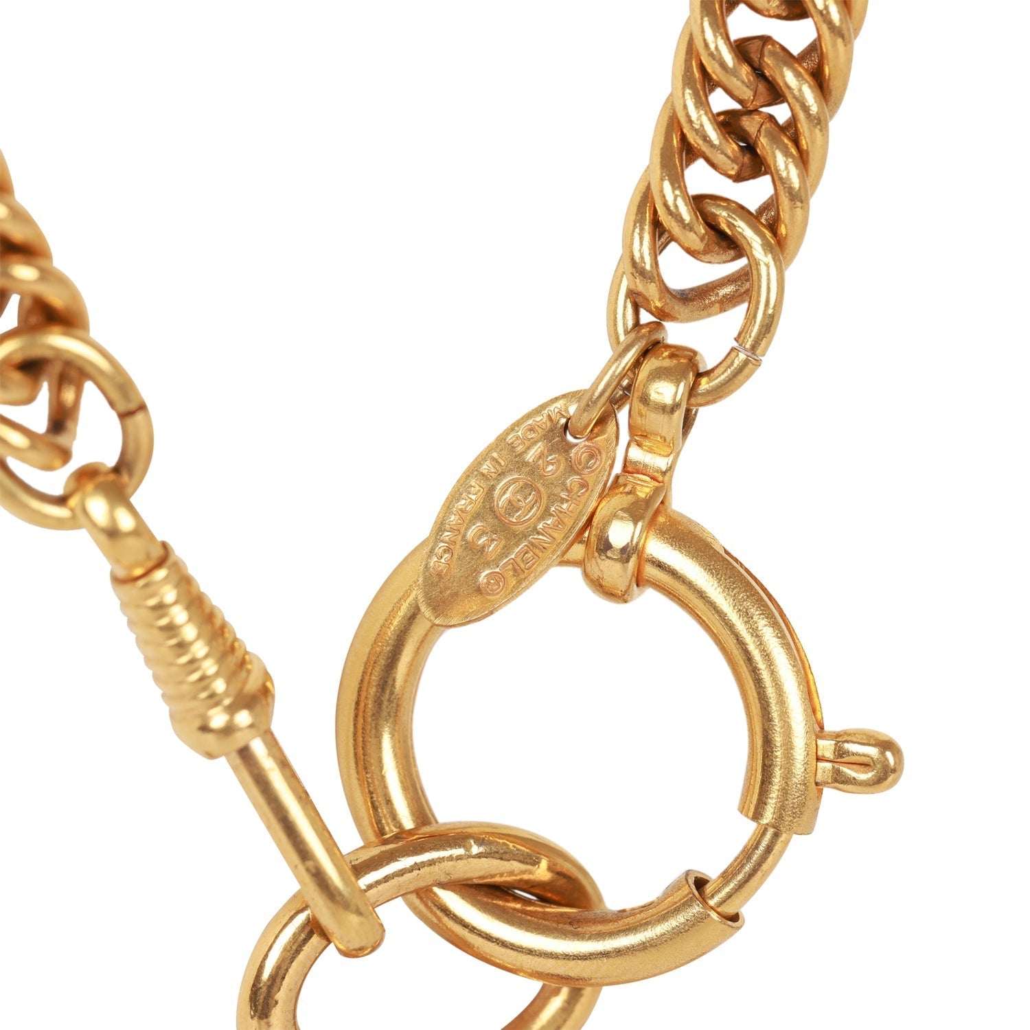 Vintage Chanel Gold Plated Gripoix Loupe Cocomark Necklace