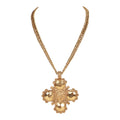 Vintage Chanel Gold Plated Lion Cross Pendant Necklace