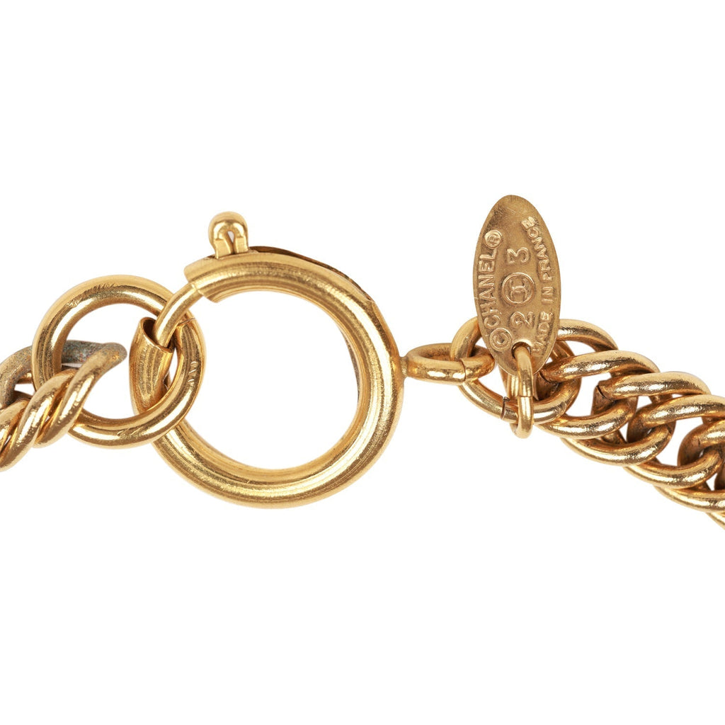 Vintage Chanel Gold Plated Lion Cross Pendant Necklace