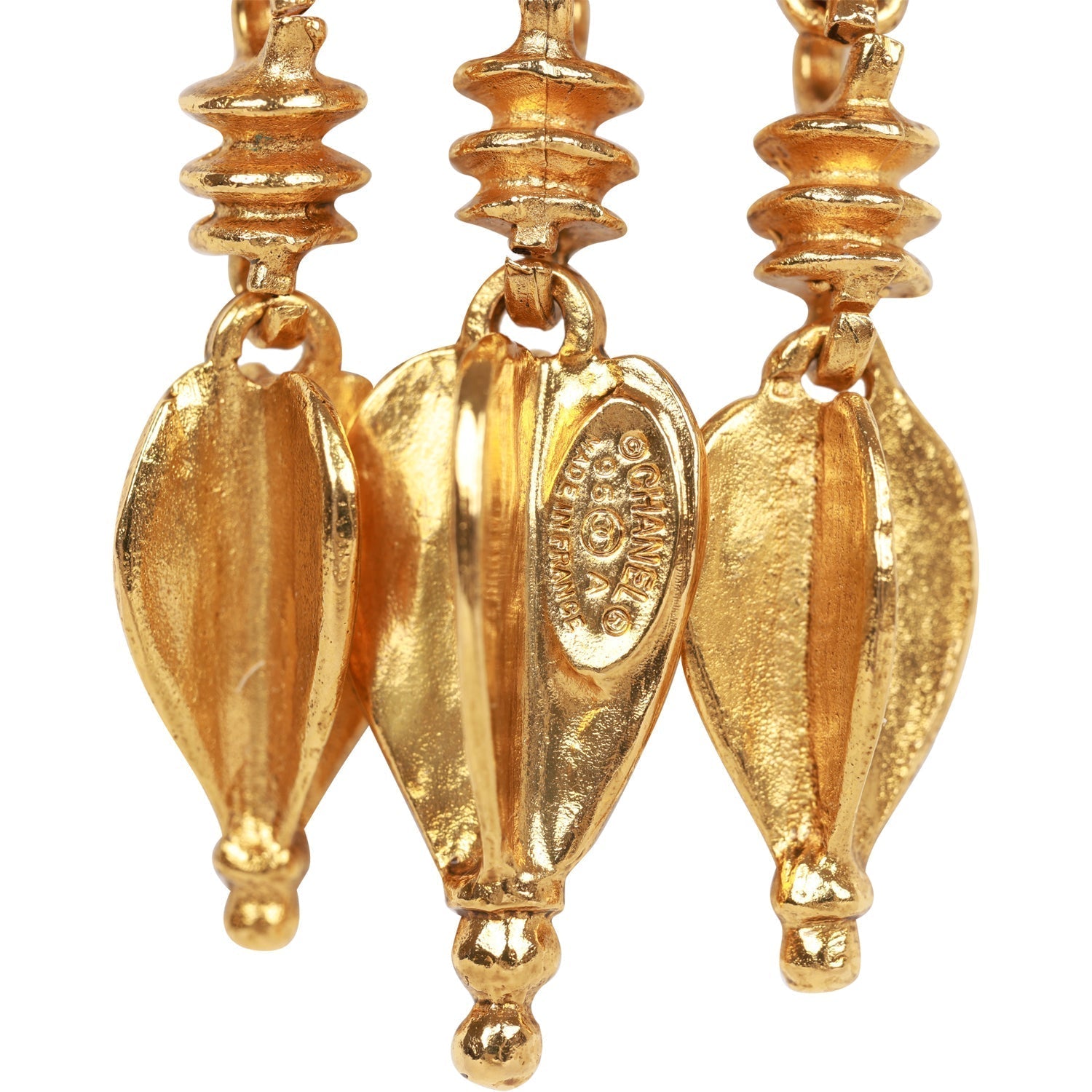Vintage Chanel Gold Plated Fringe CC Pendant Necklace