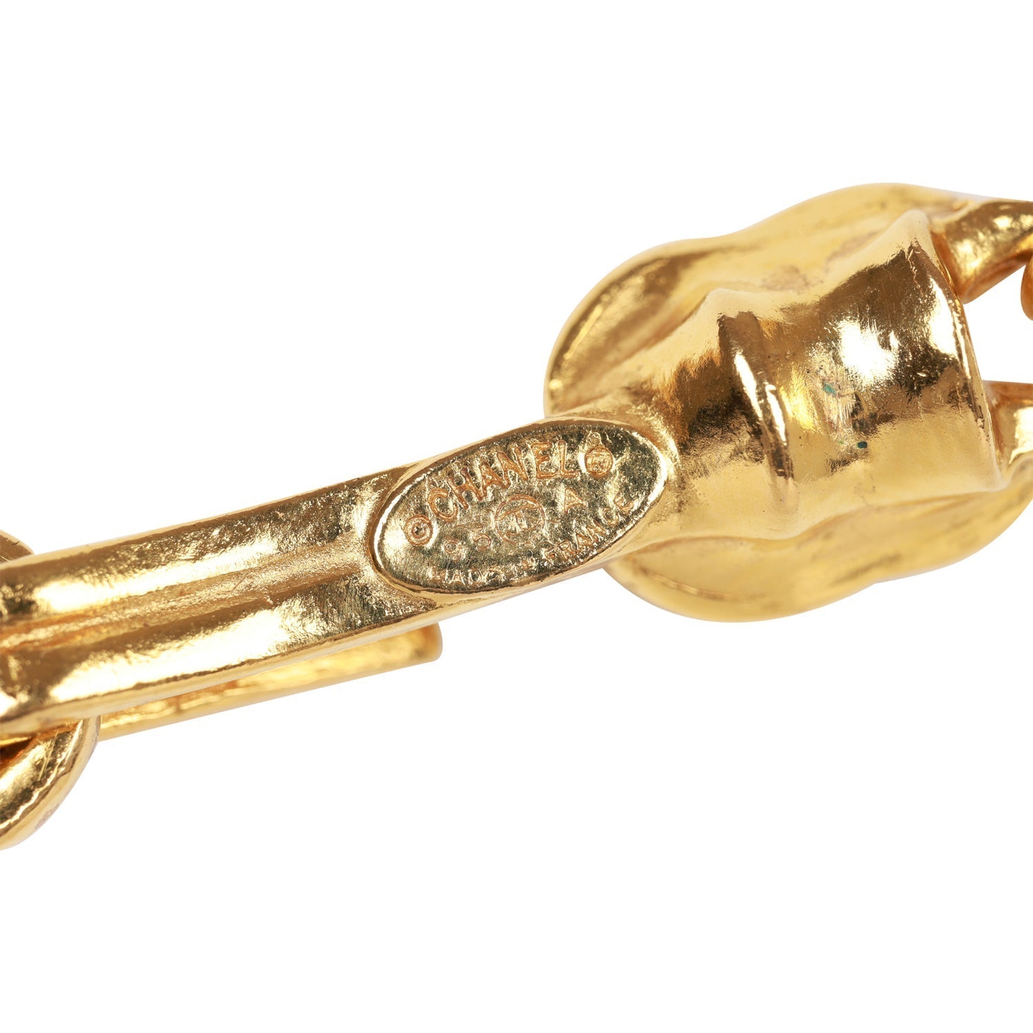 Vintage Chanel Gold Plated Fringe CC Pendant Necklace