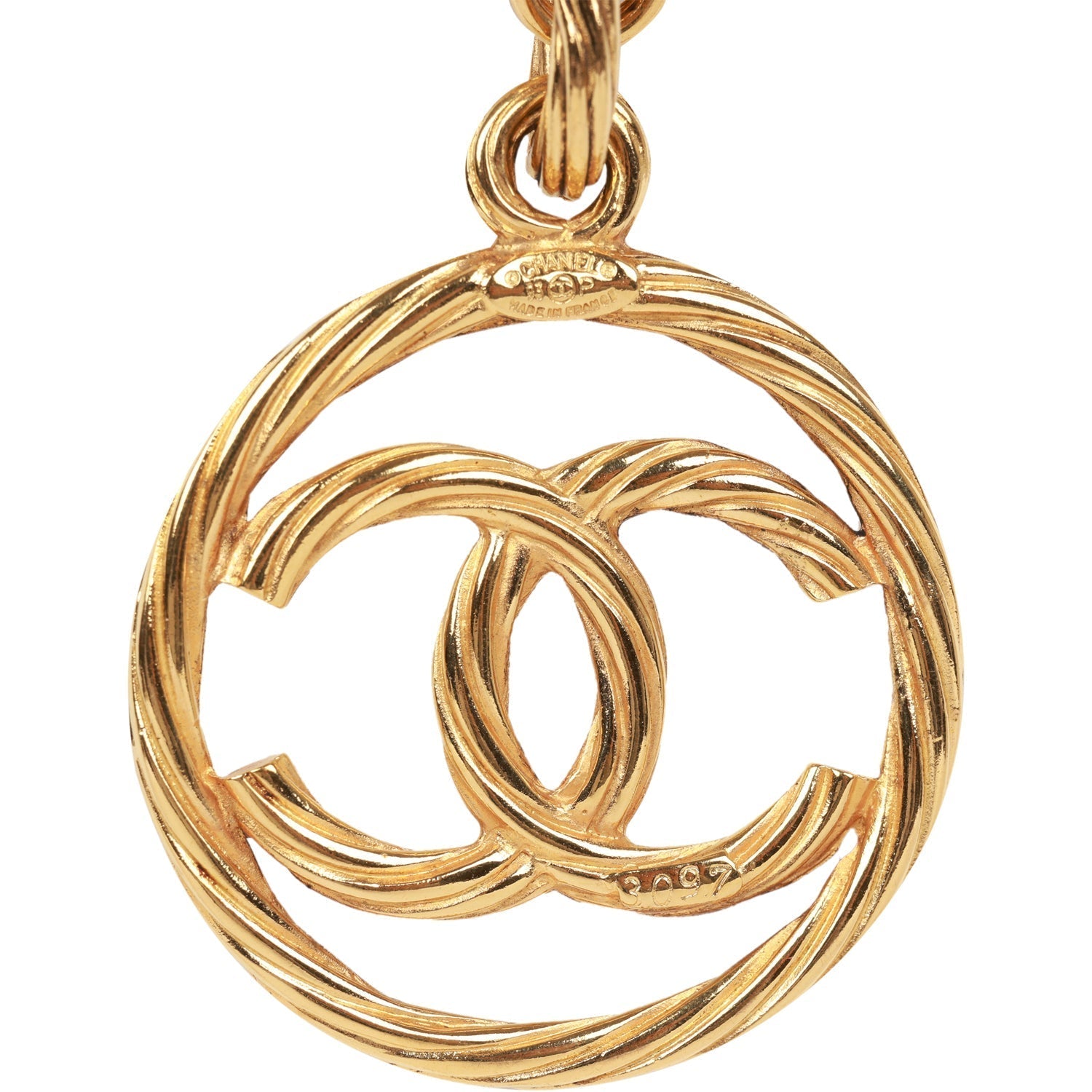 Vintage Chanel Gold Plated Encircled CC Long Necklace