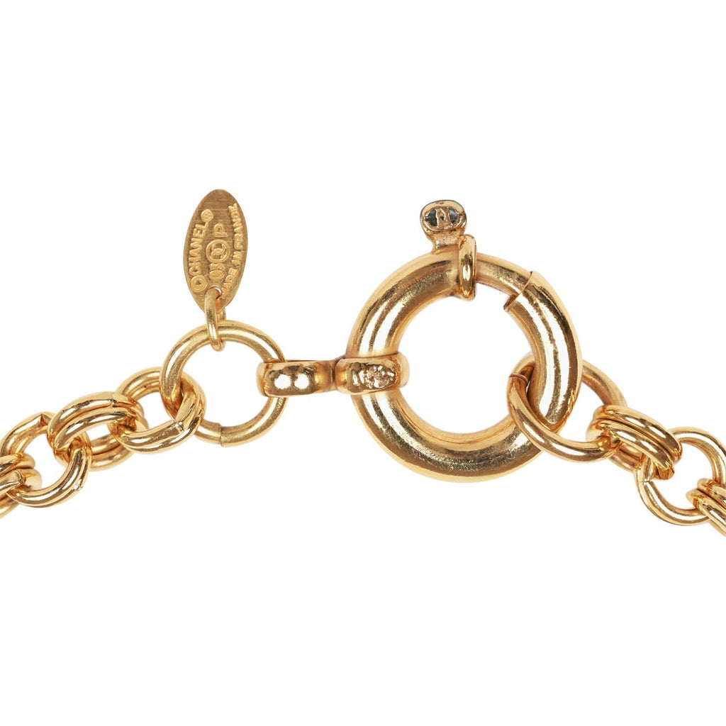 Vintage Chanel Gold Plated Encircled CC Long Necklace