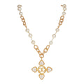 Vintage Chanel Gold Plated CC Faux Pearl Pendant Necklace