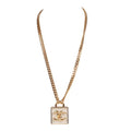 Chanel Gold Plated CC Square Pendant Necklace