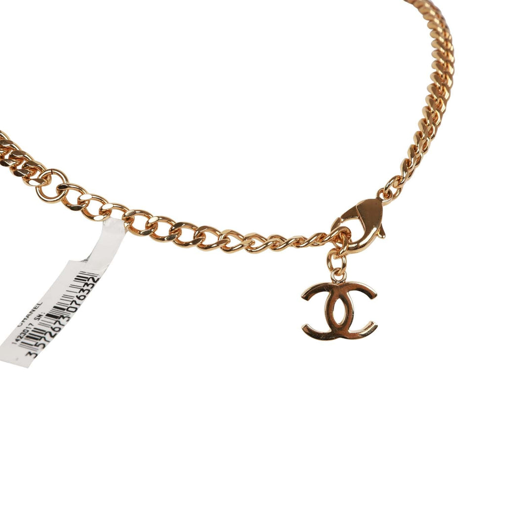 Chanel Gold Plated CC Square Pendant Necklace