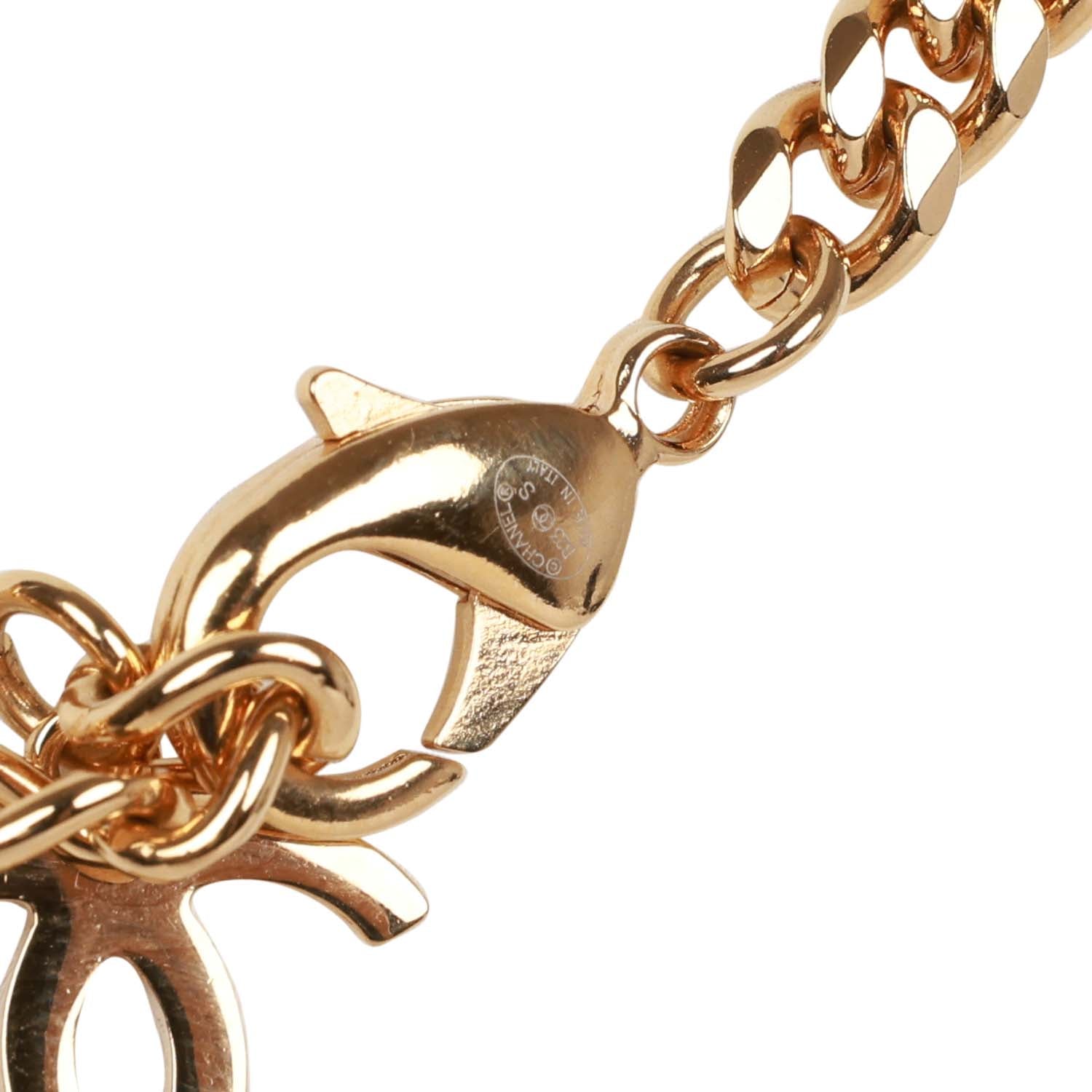 Chanel Gold Plated CC Square Pendant Necklace