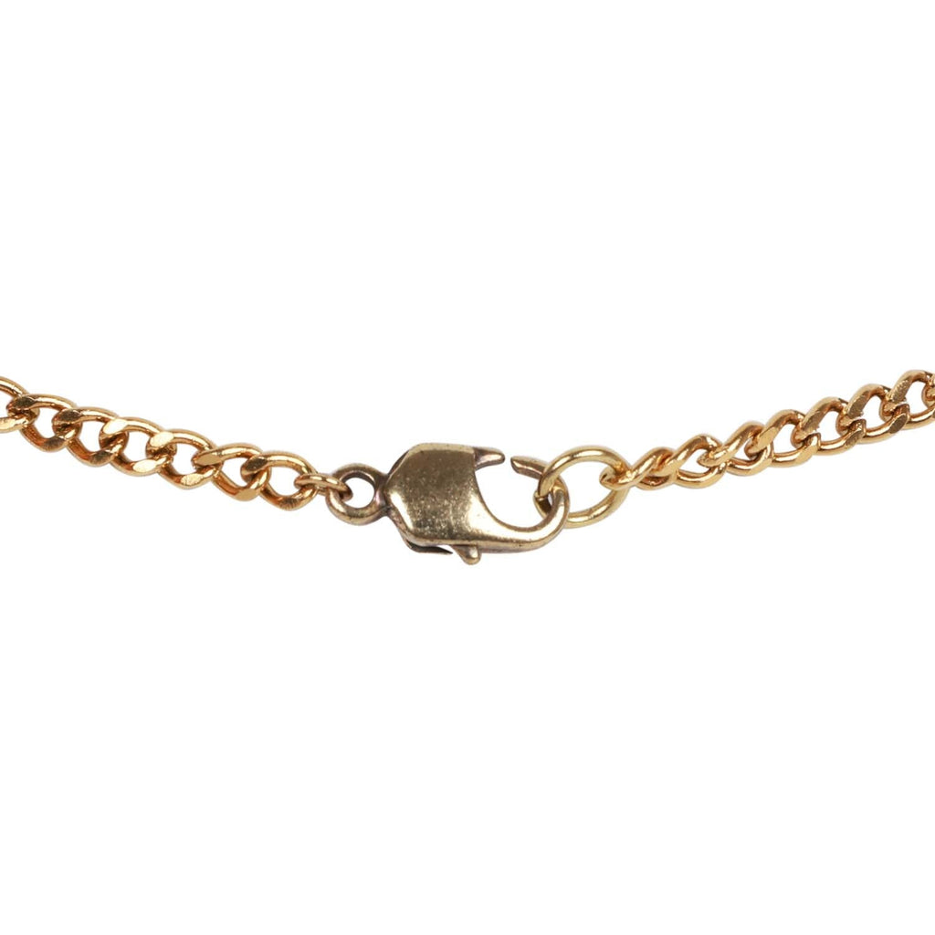 Vintage Chanel Gold Plated Pink Rhinestone CC Heart Pendant Necklace