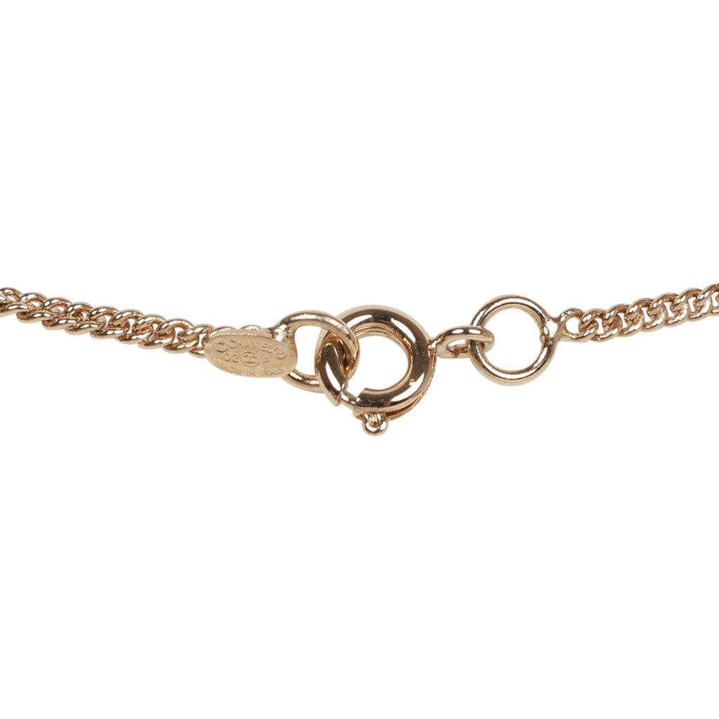 Vintage Chanel Vintage Pink No.5 Rhinestone Pendant Gold Necklace