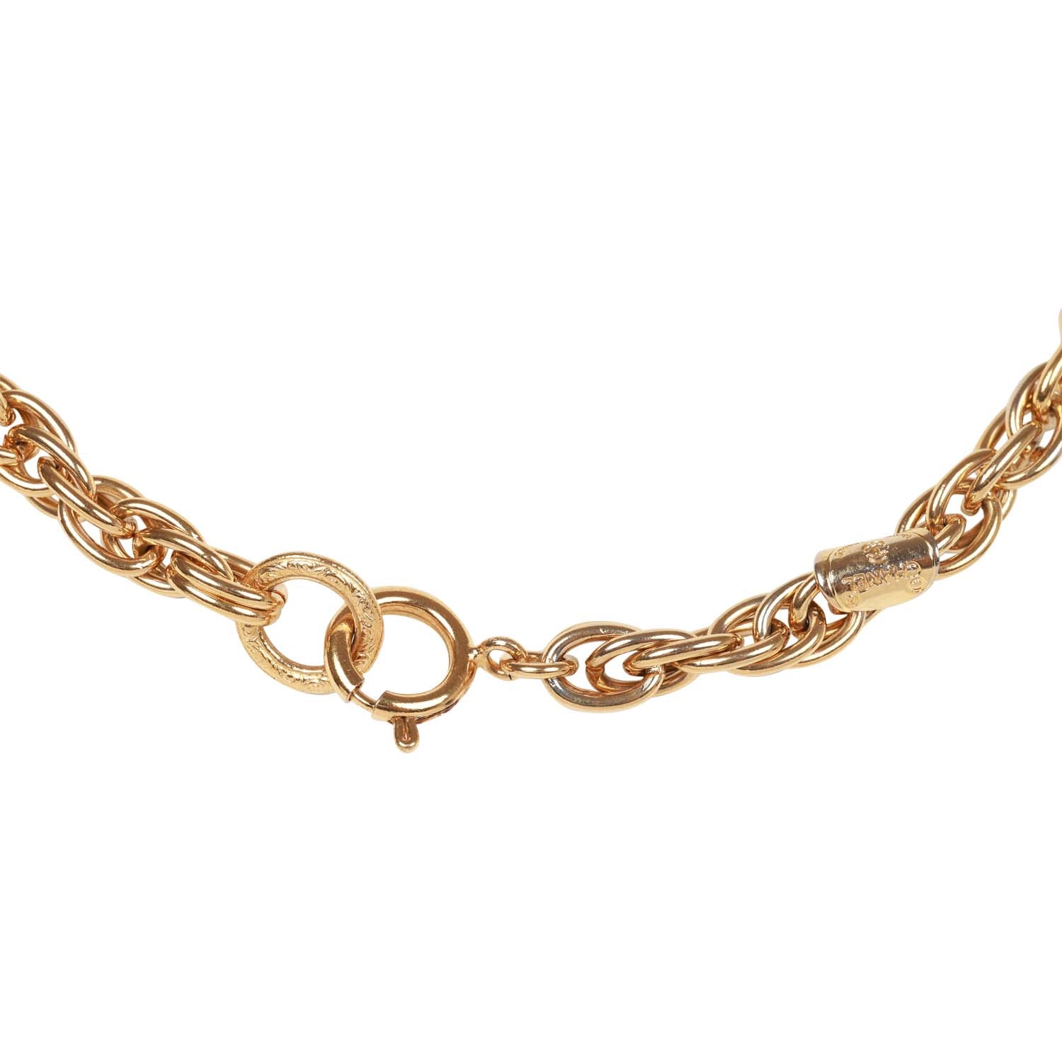 Vintage Chanel Gold CC Faux Crystal Pendant Necklace
