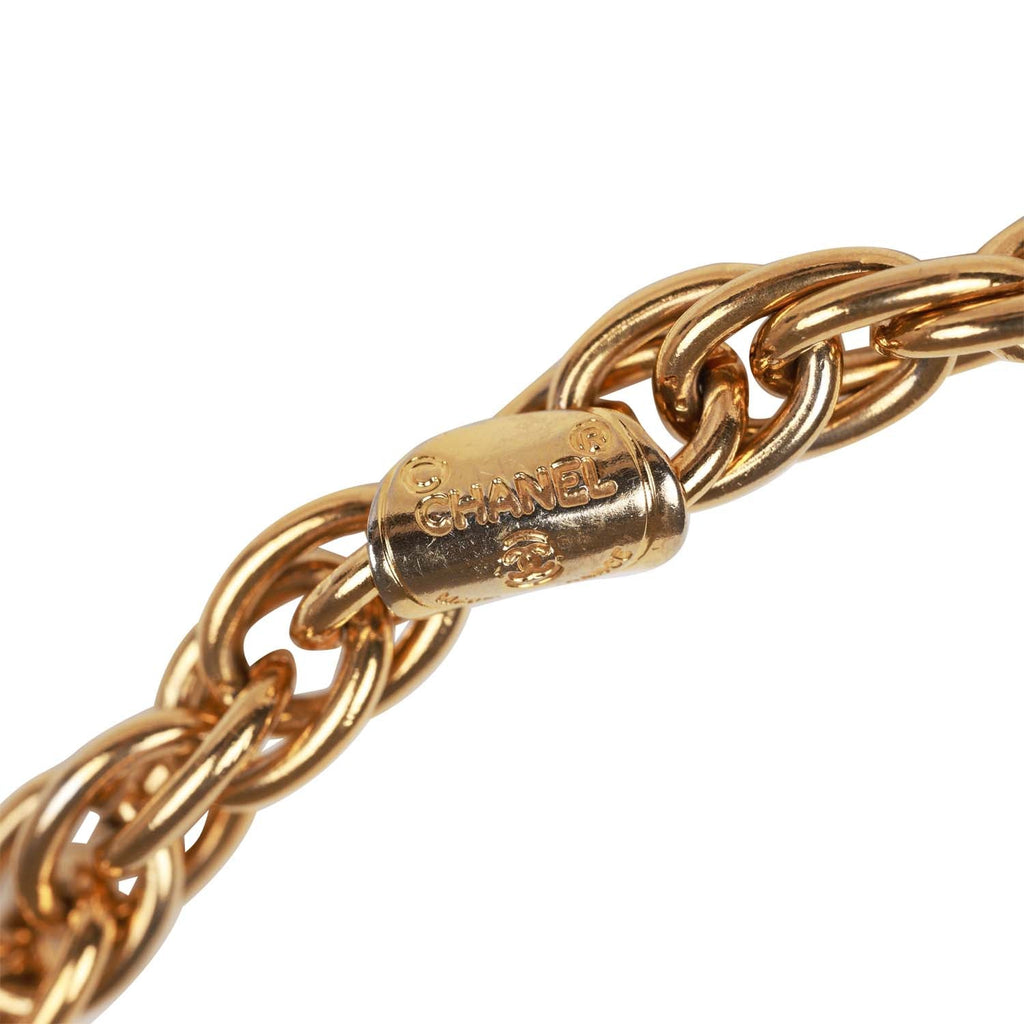 Vintage Chanel Gold CC Faux Crystal Pendant Necklace