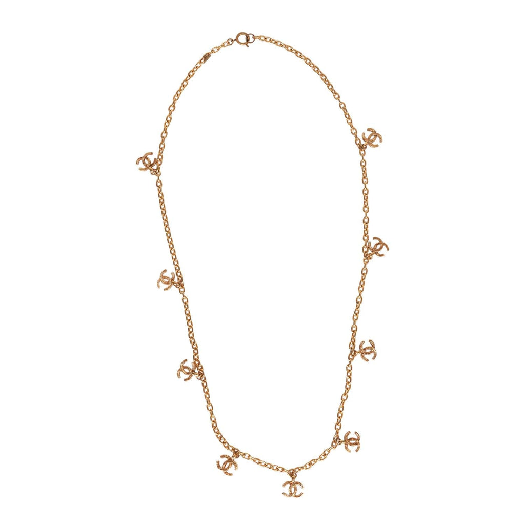 Vintage Chanel Gold Multi Charm CC Logo Necklace