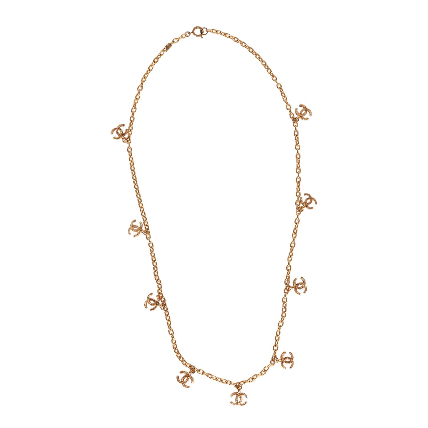 Vintage Chanel Gold Multi Charm CC Logo Necklace