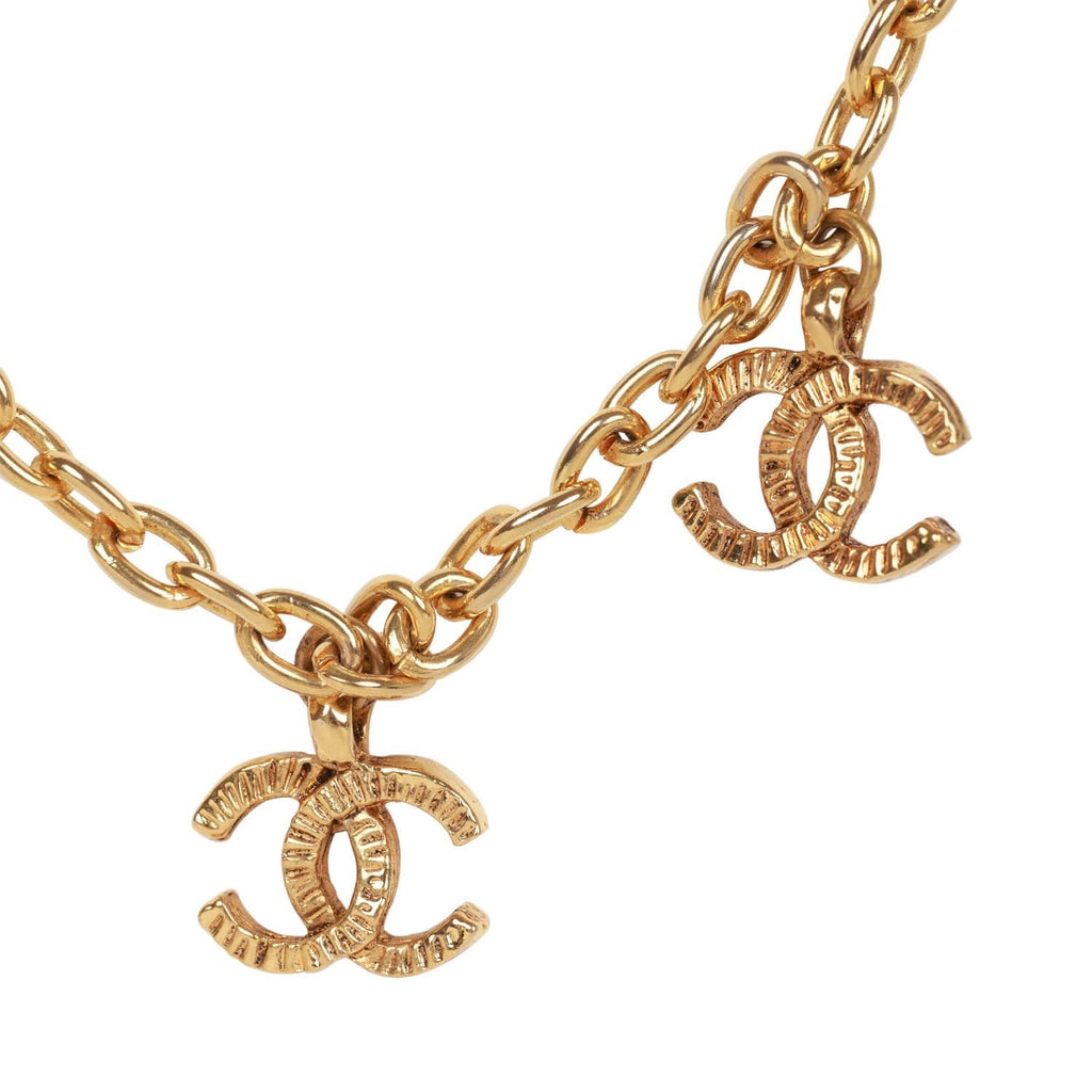 Vintage Chanel Gold Multi Charm CC Logo Necklace