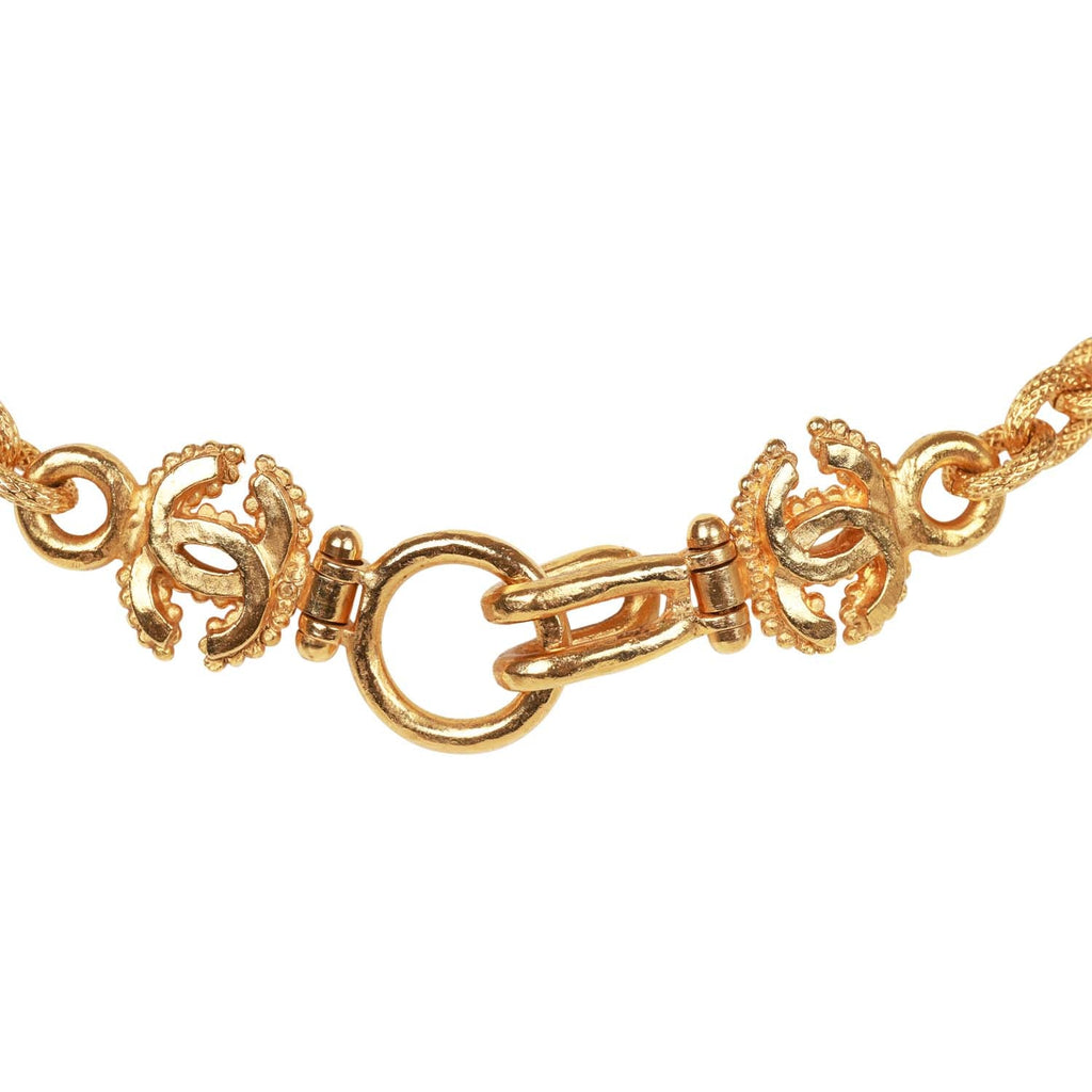 Vintage Chanel Gold Embossed CC Logo Pendant Necklace