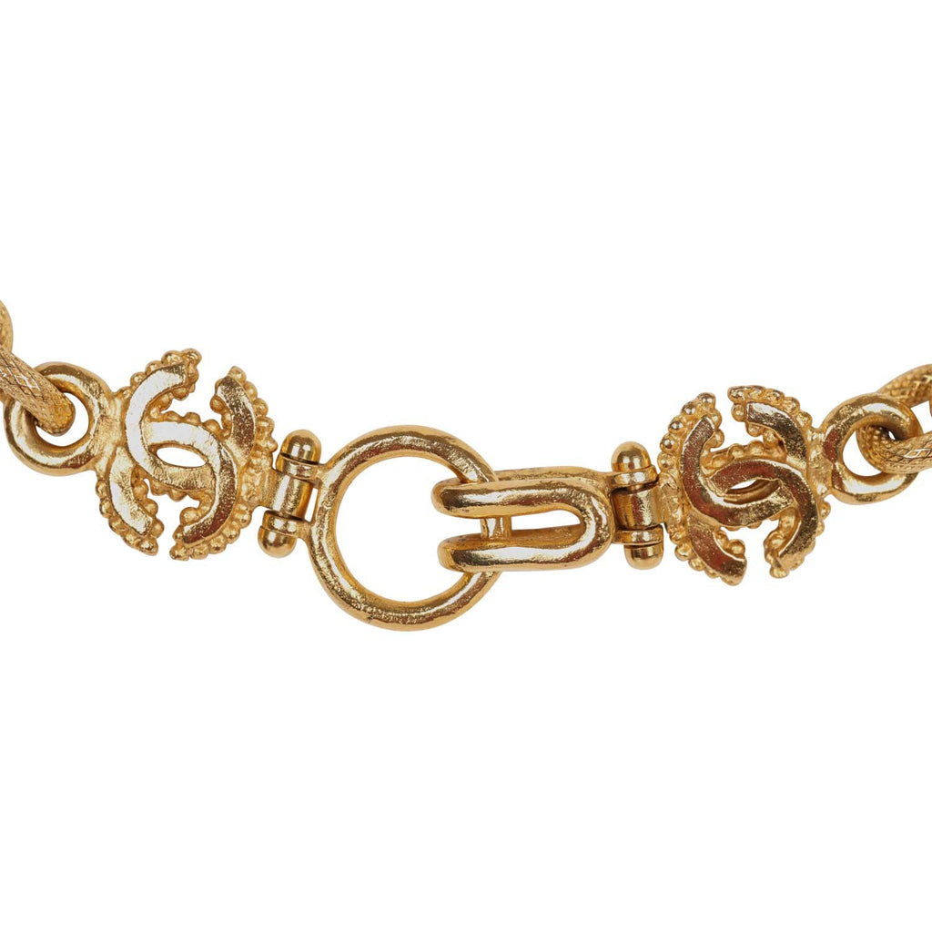 Vintage Chanel Gold Grapevine Mirror Pendant Necklace