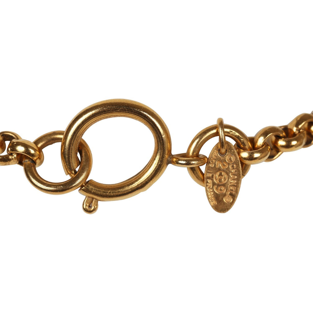 Vintage Chanel Medallion Cable Chain Gold Metal Necklace