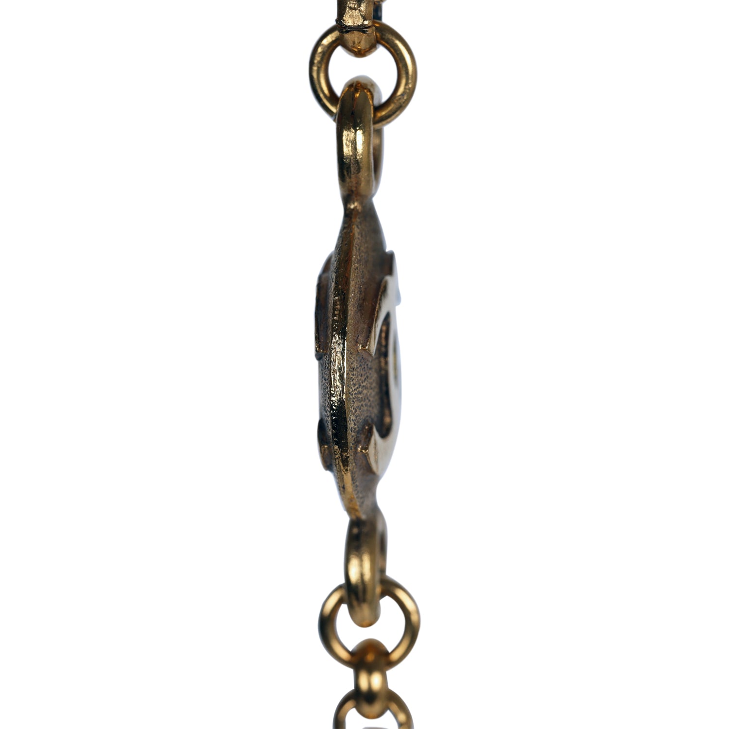 Vintage Chanel Medallion Cable Chain Gold Metal Necklace
