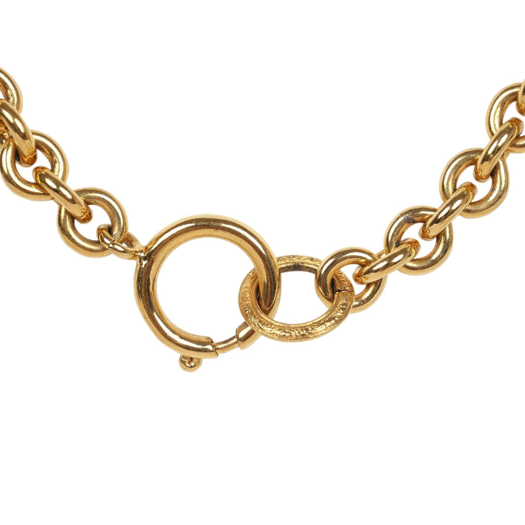 Vintage Chanel Gold CC Heart Pendant Necklace Gold Hardware