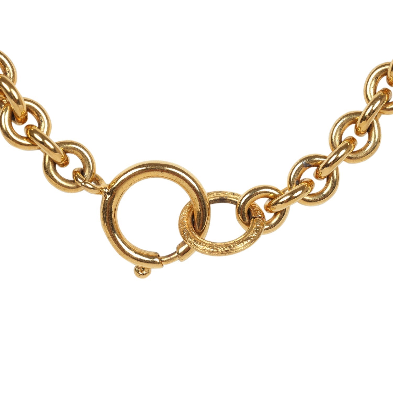 Vintage Chanel Gold CC Heart Pendant Necklace Gold Hardware
