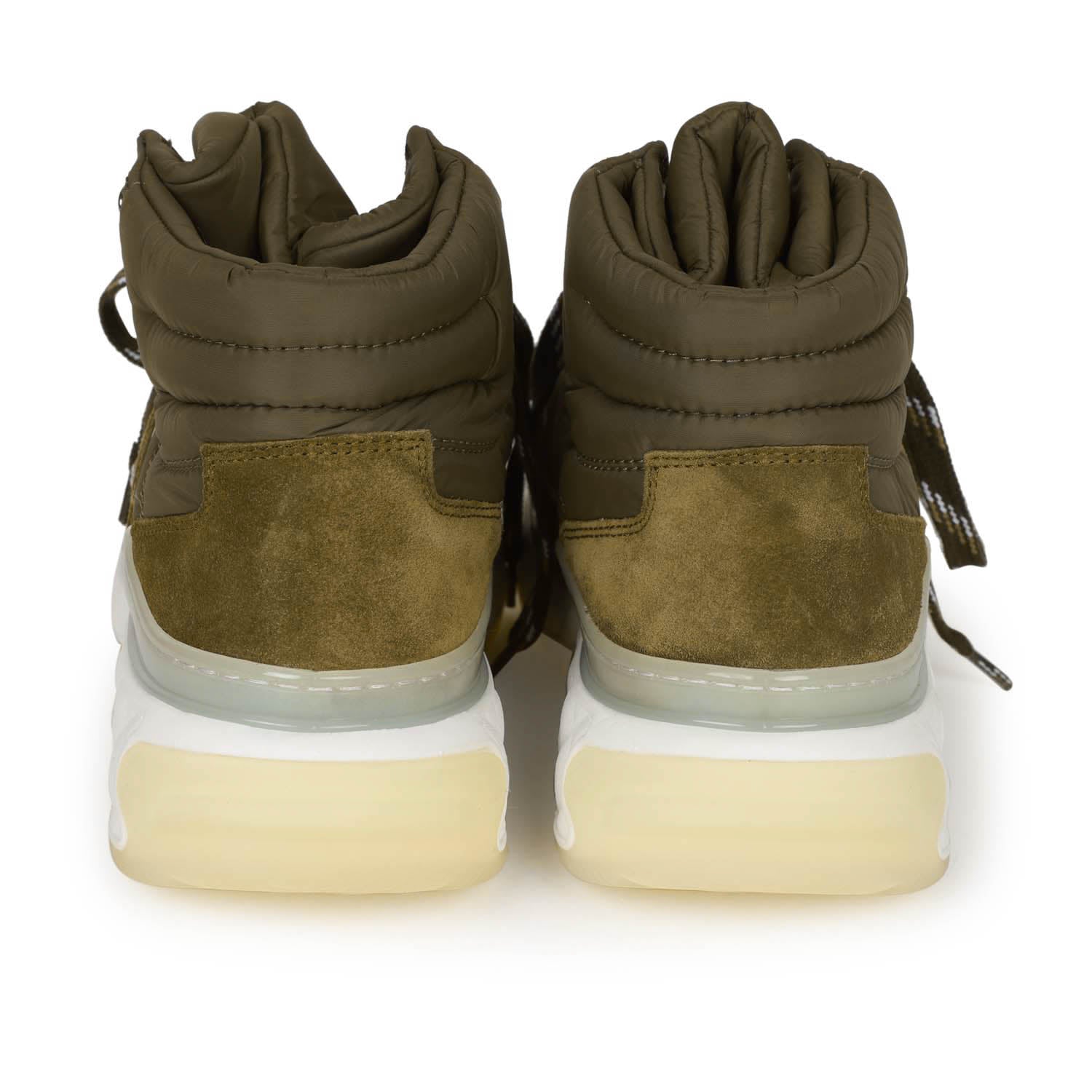 Chanel CC Hightop Winter Sneaker Olive Green Nylon and Suede 35