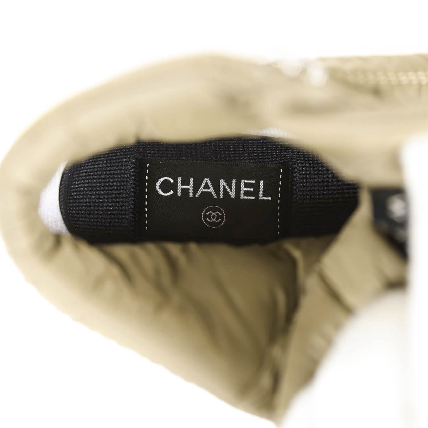 Chanel CC Hightop Winter Sneaker Olive Green Nylon and Suede 35