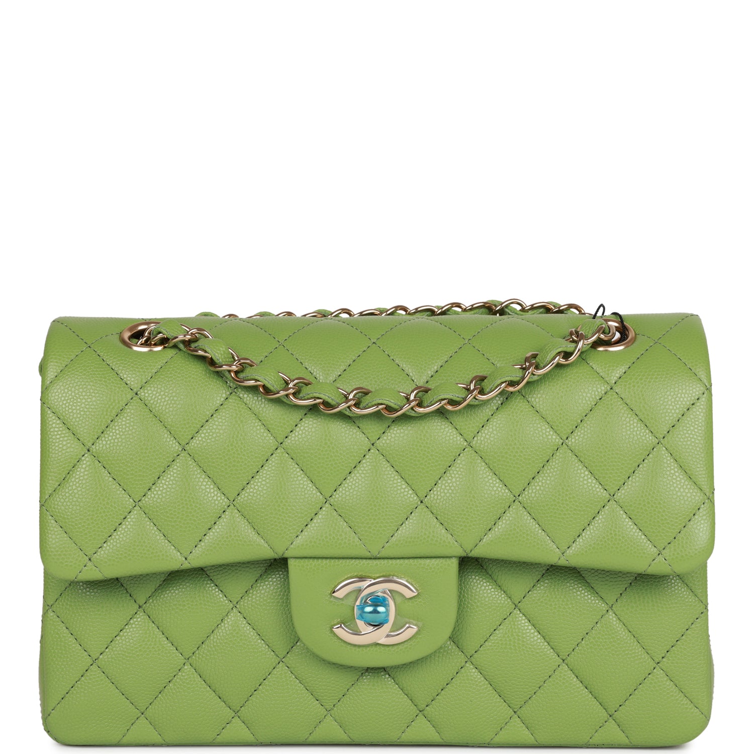 Chanel bag Small Classic Double Flap Green Caviar Light Gold Hardware