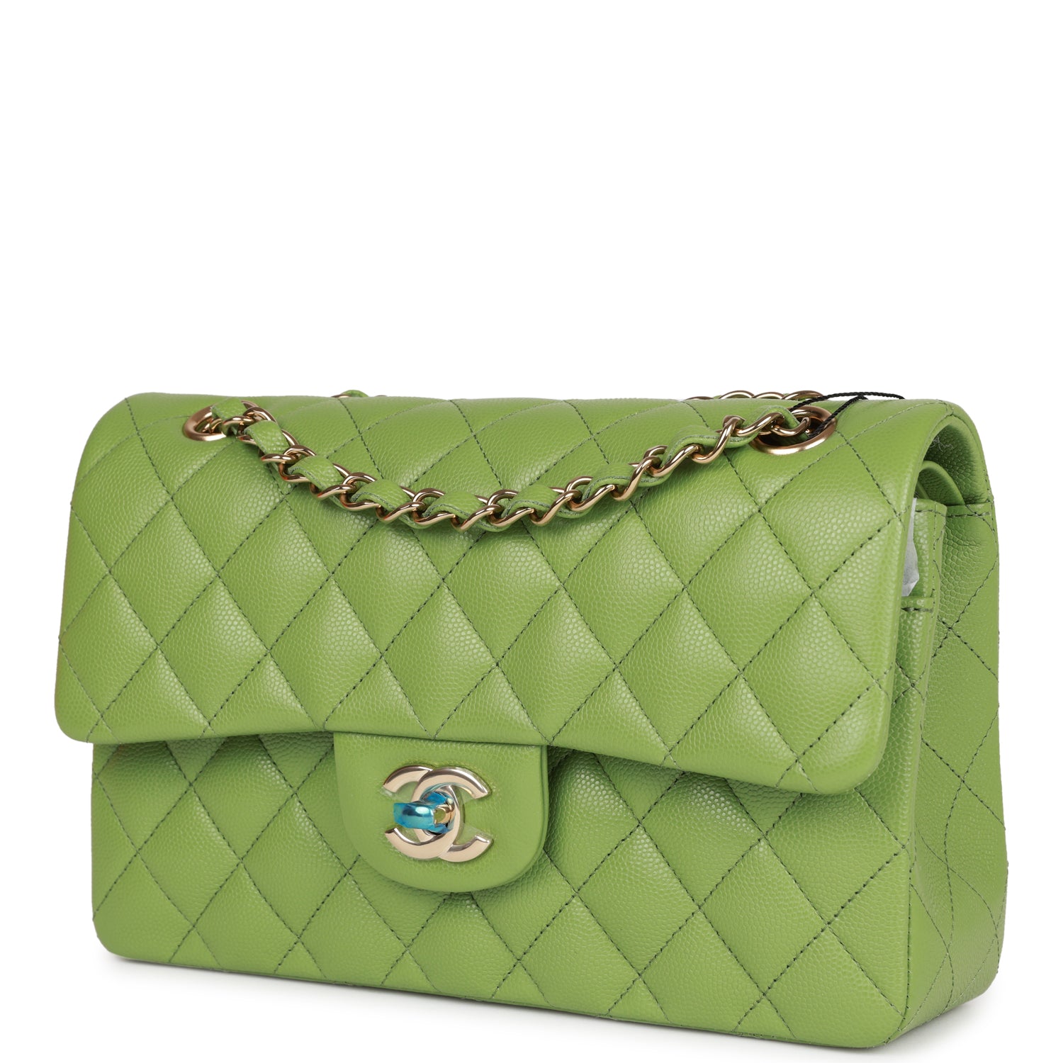 Chanel bag Small Classic Double Flap Green Caviar Light Gold Hardware