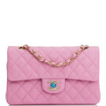 Chanel Small Classic Double Flap Dark Pink Caviar Light Gold Hardware