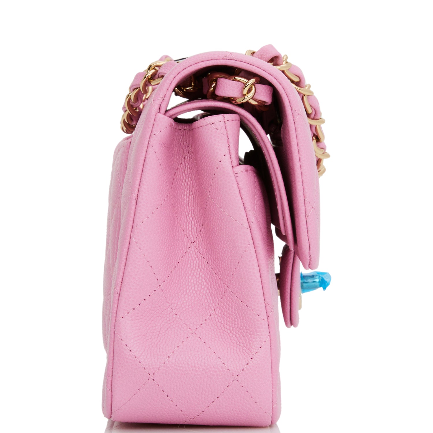 Chanel Small Classic Double Flap Dark Pink Caviar Light Gold Hardware