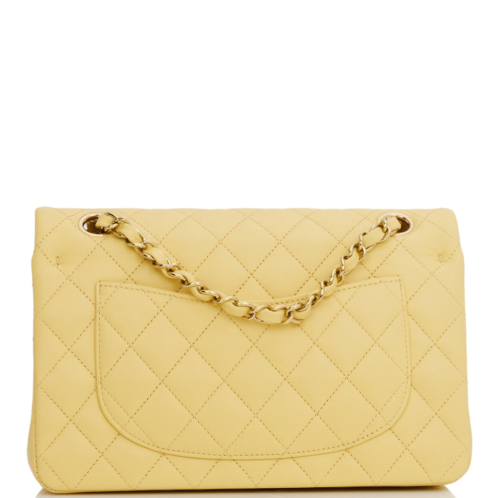 Chanel Small Classic Double Flap Bag Yellow Lambskin Light Gold Hardware