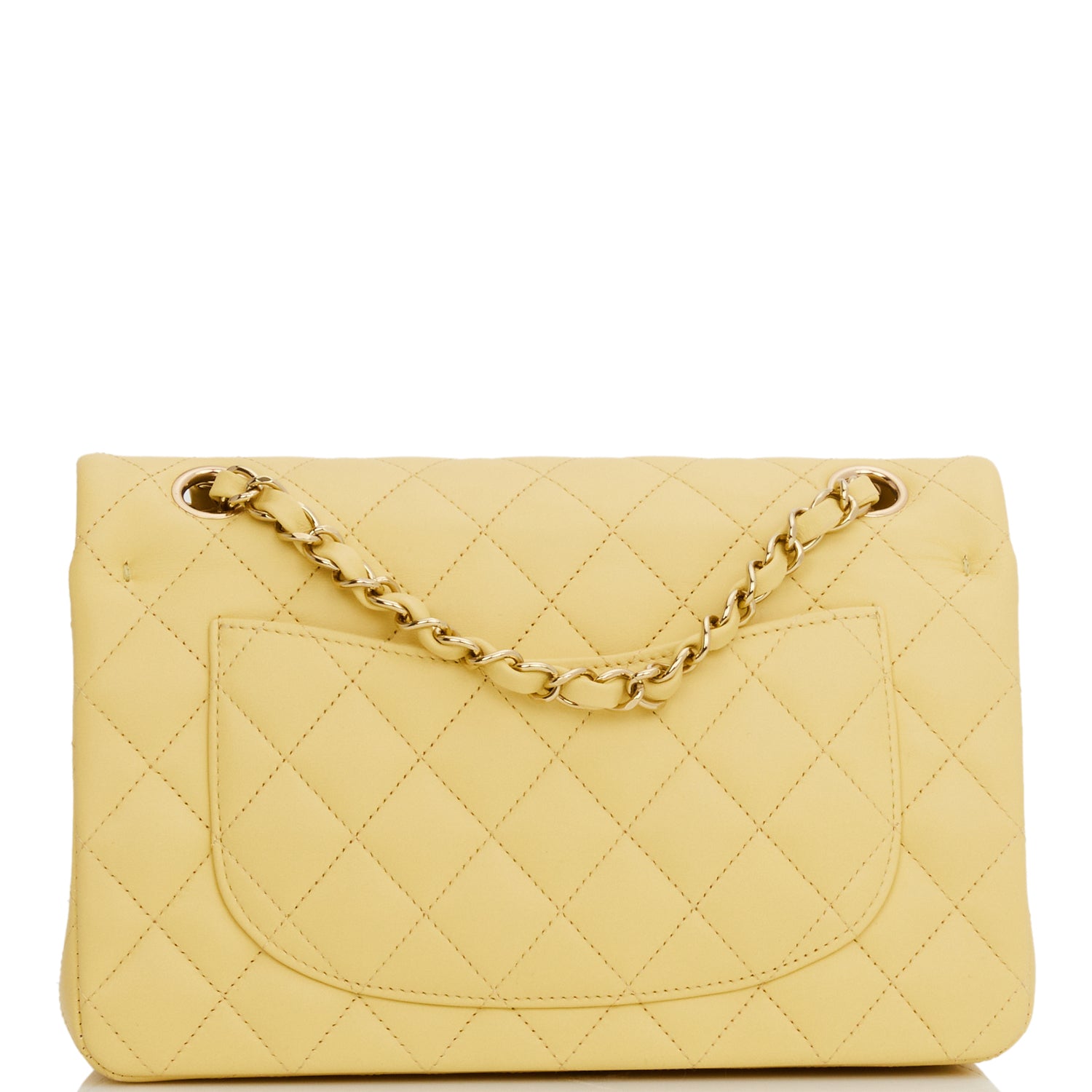 Chanel Small Classic Double Flap Bag Yellow Lambskin Light Gold Hardware