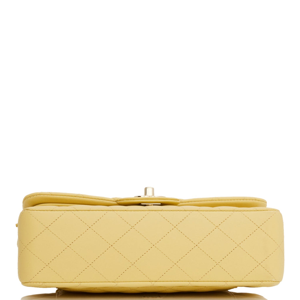Chanel Small Classic Double Flap Bag Yellow Lambskin Light Gold Hardware