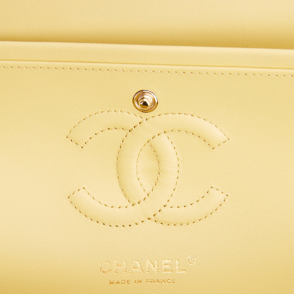 Chanel Small Classic Double Flap Bag Yellow Lambskin Light Gold Hardware