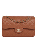 Chanel Small Classic Double Flap Bag Caramel Lambskin Light Gold Hardware