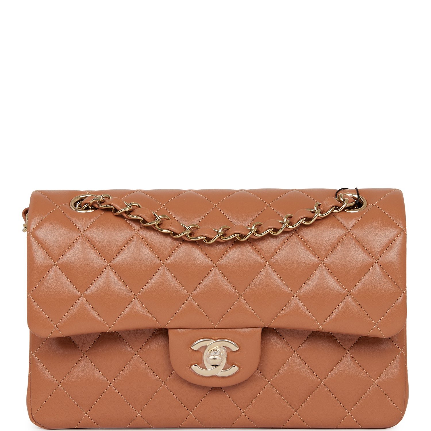 Chanel Small Classic Double Flap Bag Caramel Lambskin Light Gold Hardware Deposit 2