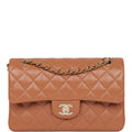 Chanel Small Classic Double Flap Bag Caramel Lambskin Light Gold Hardware Deposit 1