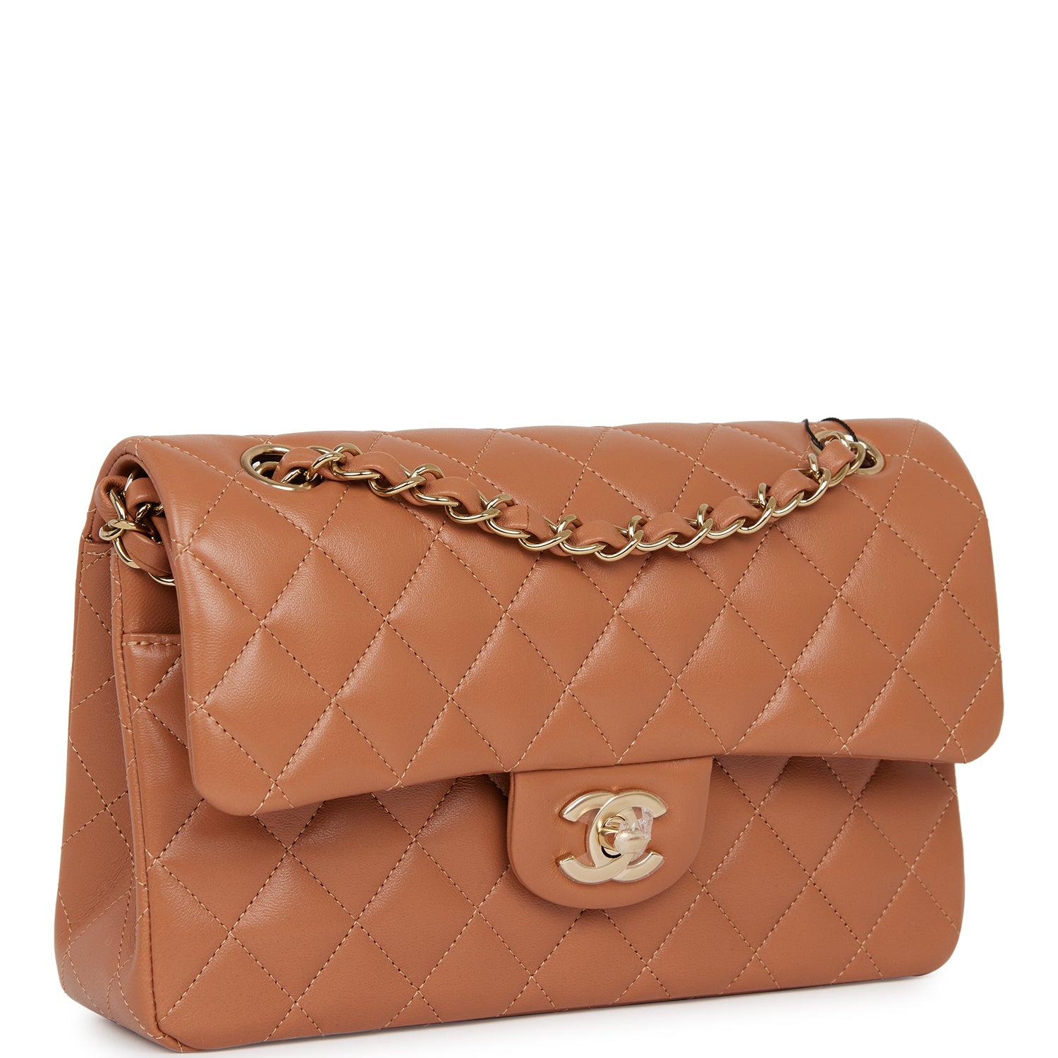 Chanel Small Classic Double Flap Bag Caramel Lambskin Light Gold Hardware Deposit 2