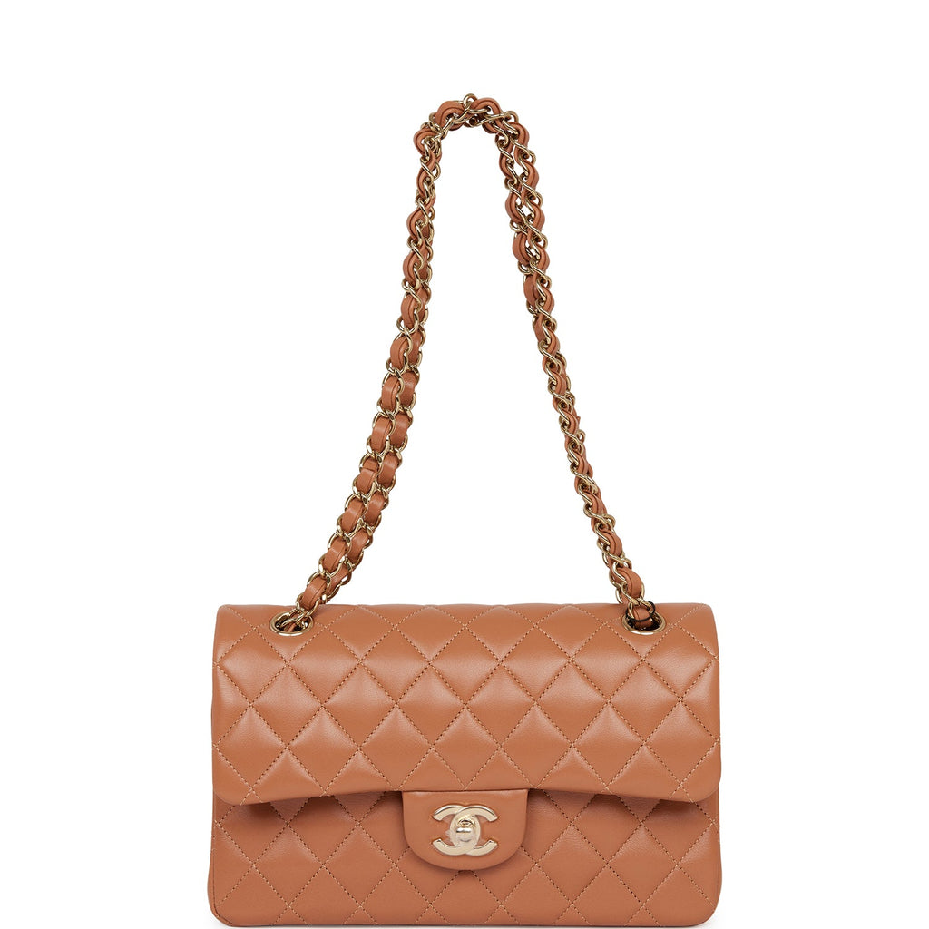 Chanel Small Classic Double Flap Bag Caramel Lambskin Light Gold Hardware Deposit 1