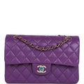 Chanel bag Small Classic Double Flap Purple Caviar Light Gold Hardware