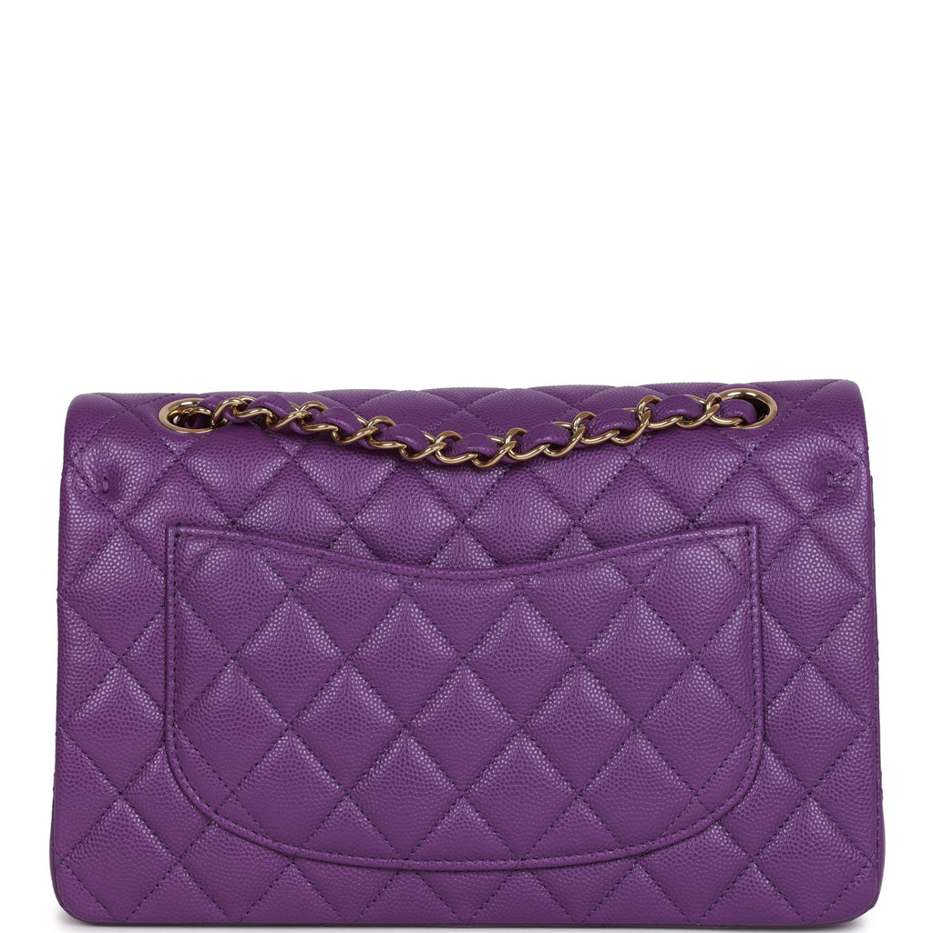 Chanel bag Small Classic Double Flap Purple Caviar Light Gold Hardware