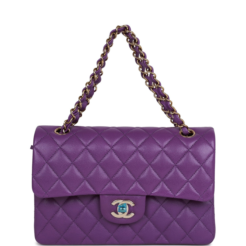 Chanel bag Small Classic Double Flap Purple Caviar Light Gold Hardware