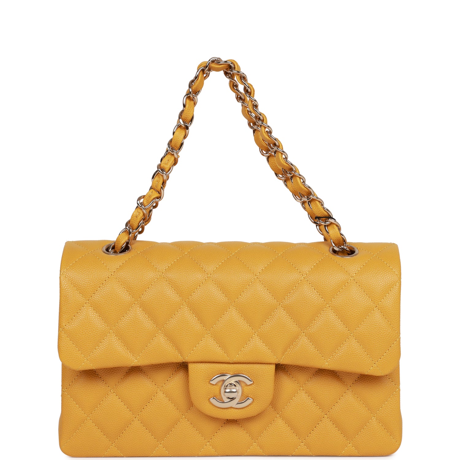 Chanel bag Small Classic Double Flap Yellow Caviar Light Gold Hardware