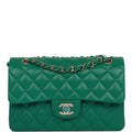 Chanel bag Small Classic Double Flap Bag Green Lambskin Light Gold Hardware