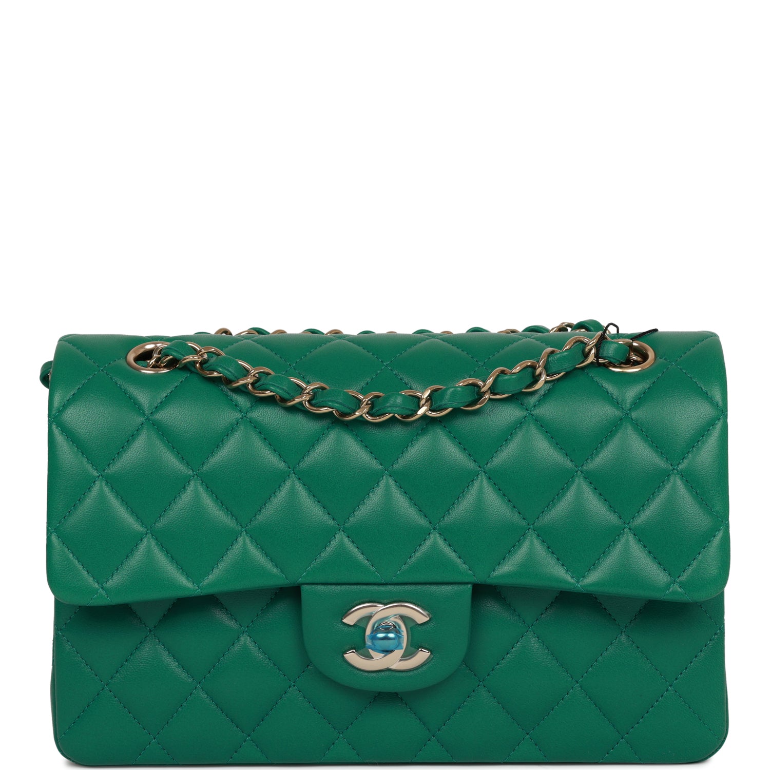 Chanel bag Small Classic Double Flap Bag Green Lambskin Light Gold Hardware