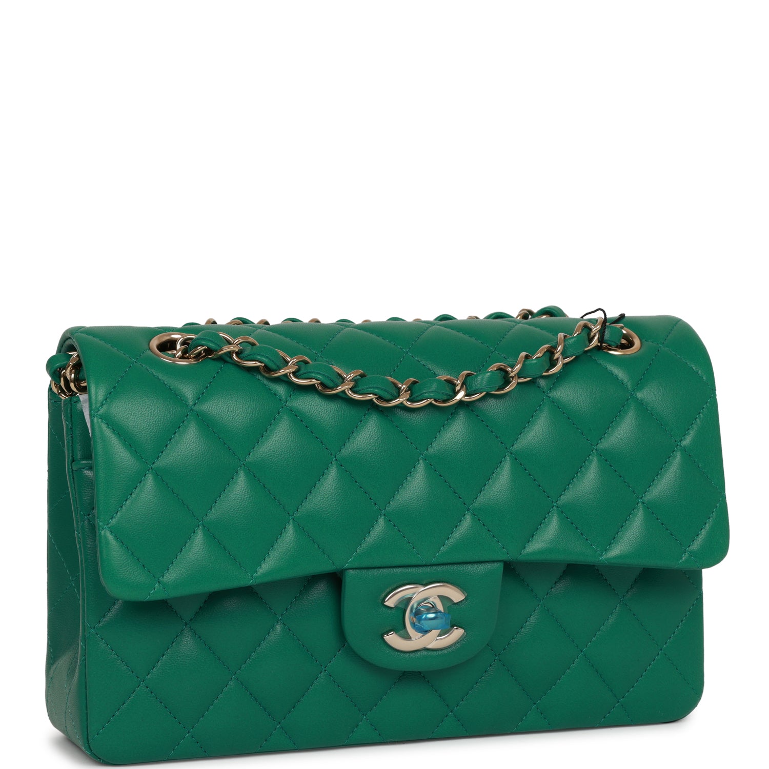 Chanel bag Small Classic Double Flap Bag Green Lambskin Light Gold Hardware
