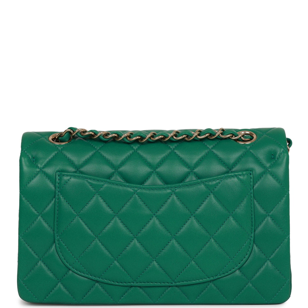 Chanel bag Small Classic Double Flap Bag Green Lambskin Light Gold Hardware