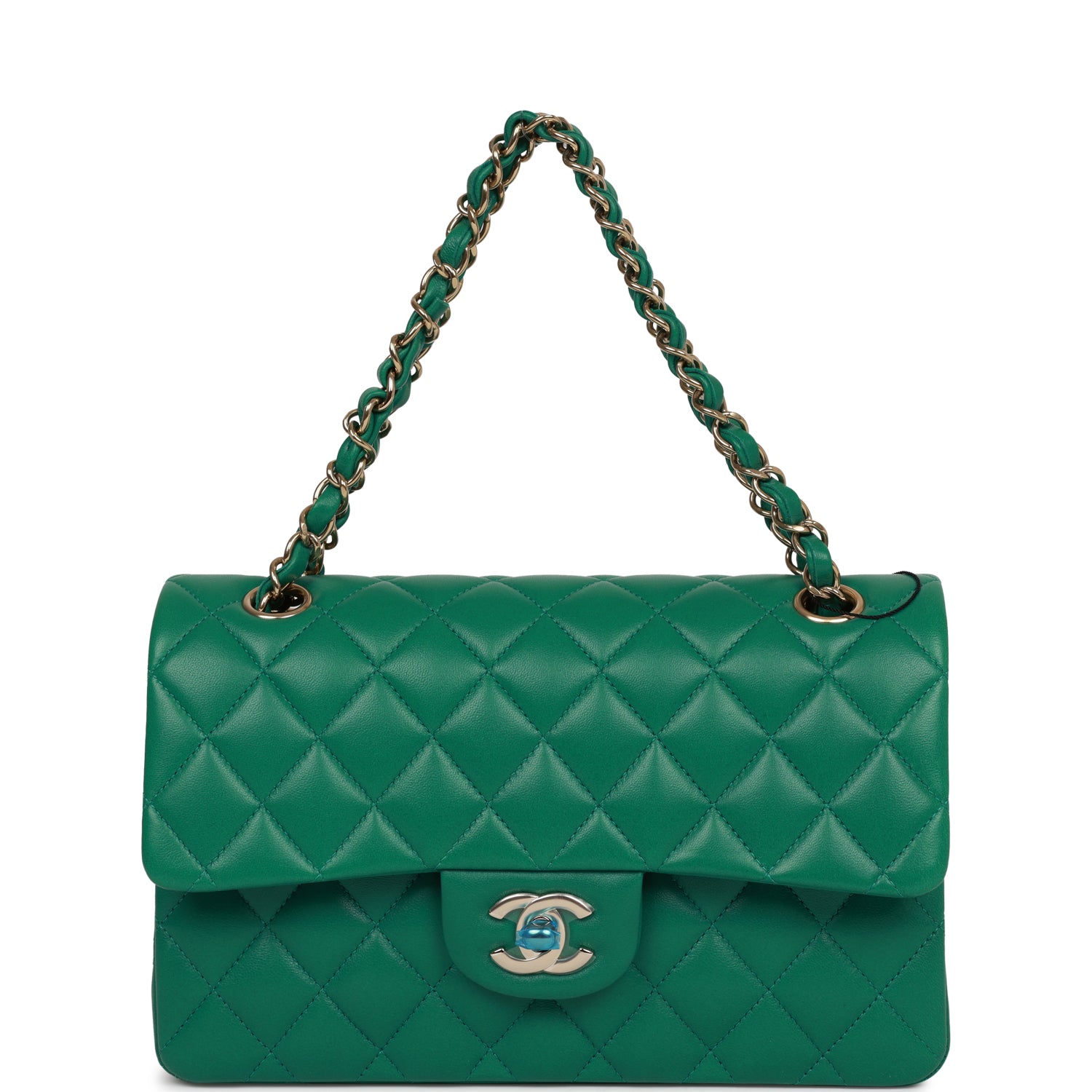 Chanel bag Small Classic Double Flap Bag Green Lambskin Light Gold Hardware