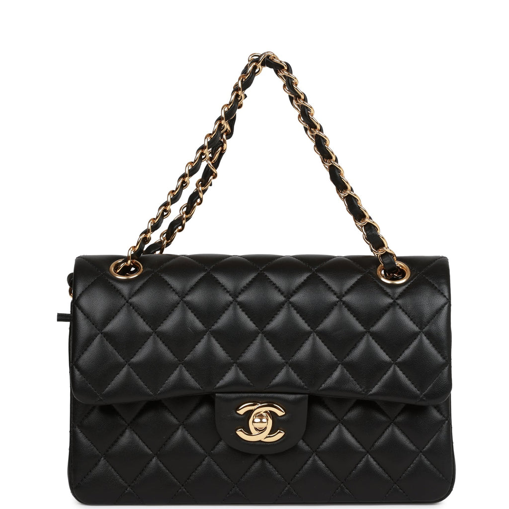Pre-owned Chanel Small Classic Double Flap Bag Black Lambskin Gold Hardware